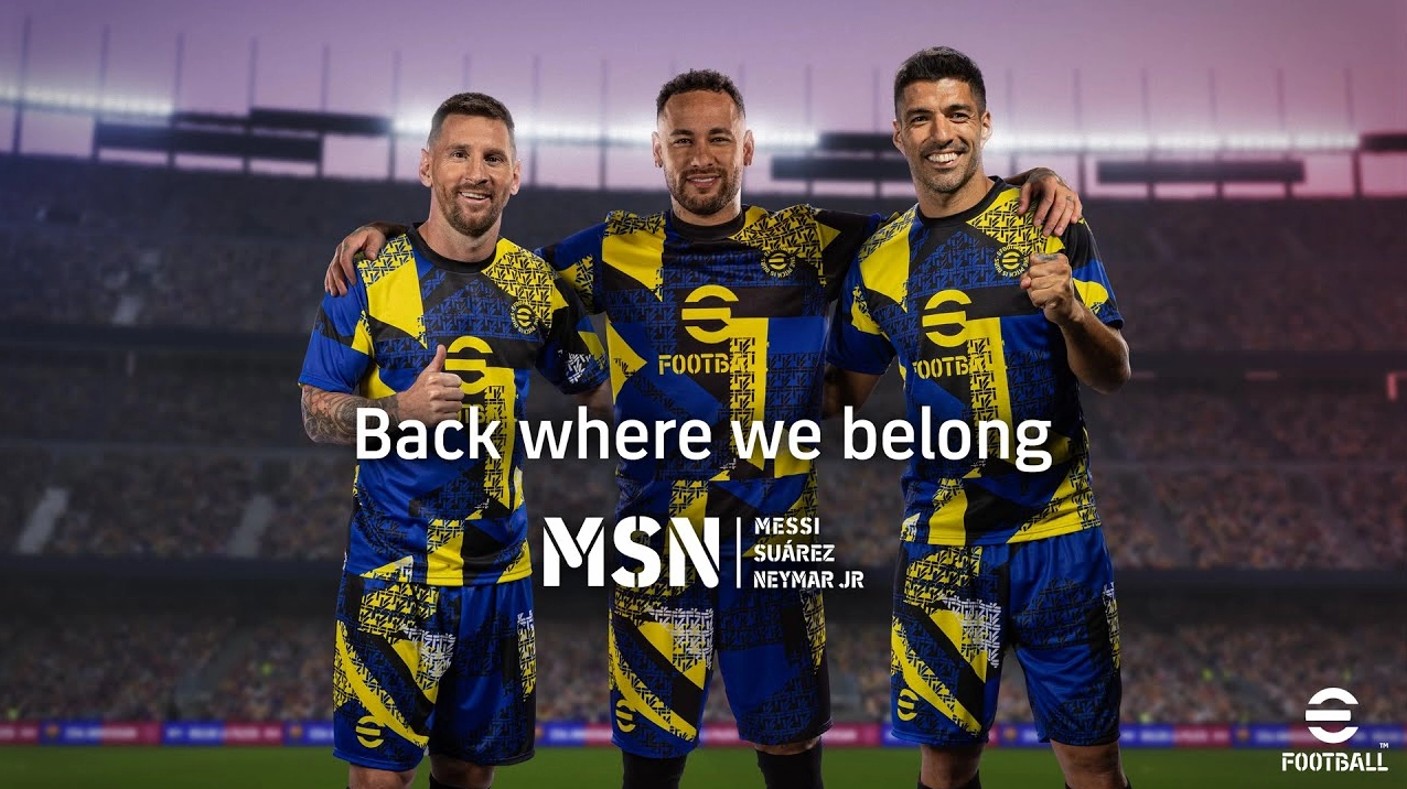 Bộ ba Messi Suarez và Neymar trong eFootball